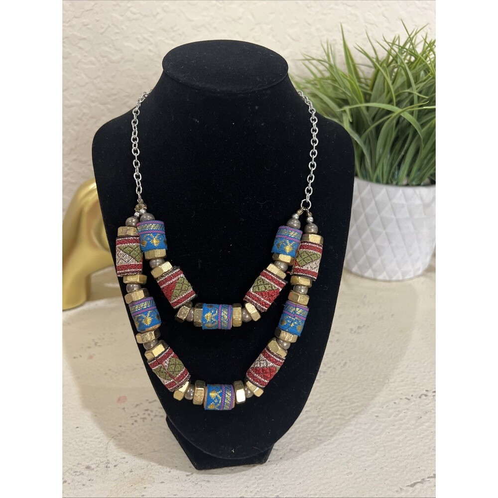 Get The Look Cultural Artisan Boho Double Layered Vintage Necklace Women’s